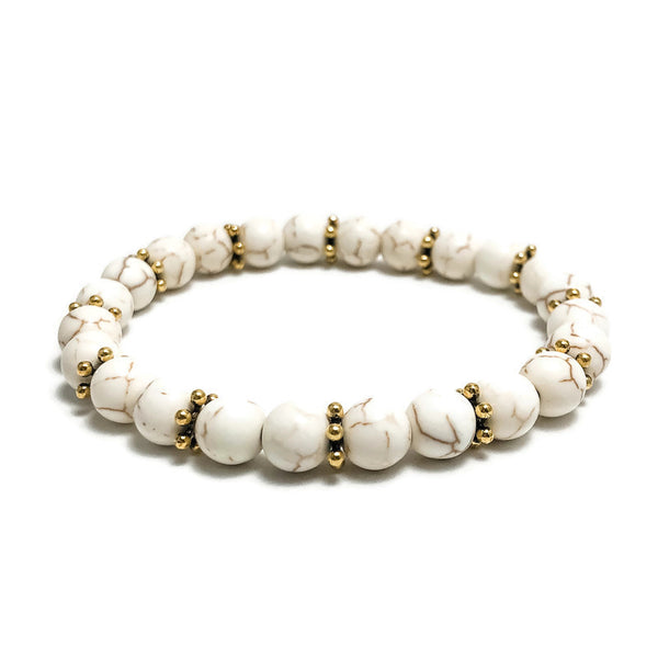 Creme Brulee Howlite Gemstone Stretch Bracelet