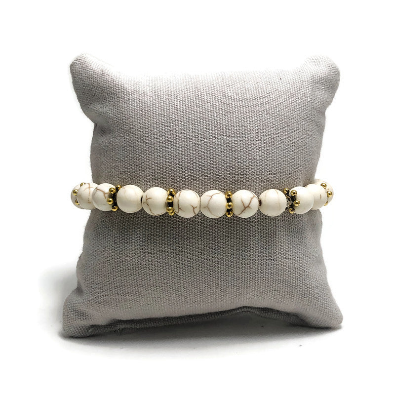 Creme Brulee Howlite Gemstone Stretch Bracelet