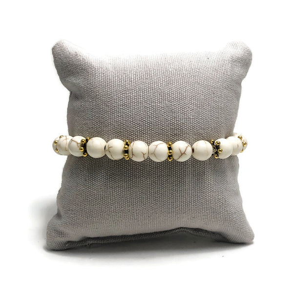 Creme Brulee Howlite Gemstone Stretch Bracelet