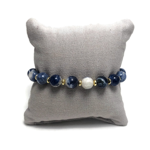 Blue Azul Sodalite Gemstone Stretch Bracelet