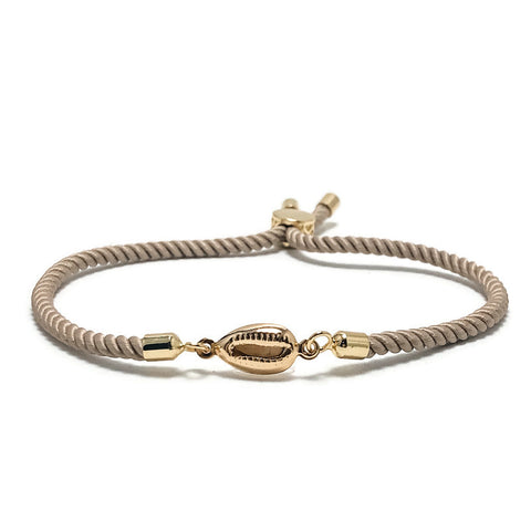 Adjustable Slide Bead Box Chain Gold Cowrie Shell Minimalist Bracelet