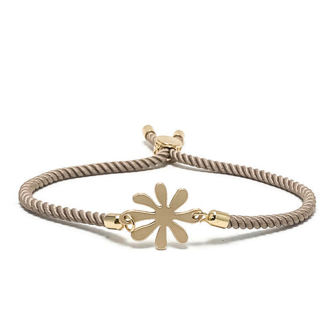 Adjustable Slide Bead Box Chain Gold Flower Power Minimalist Bracelet