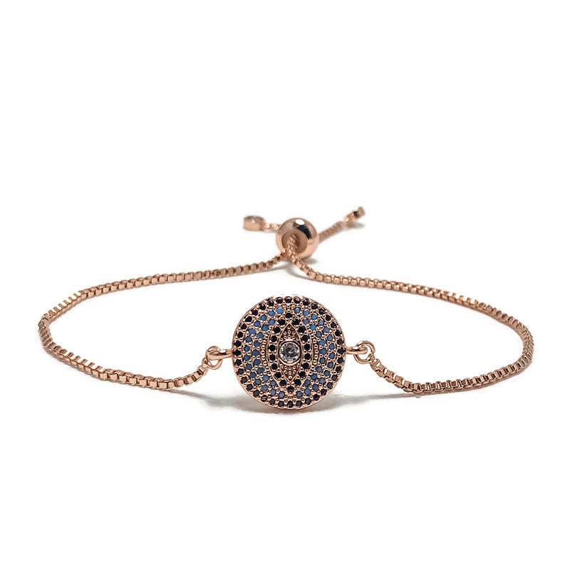 Adjustable Slide Bead Box Chain Rose Gold Cubic Zirconia Minimalist Bracelet