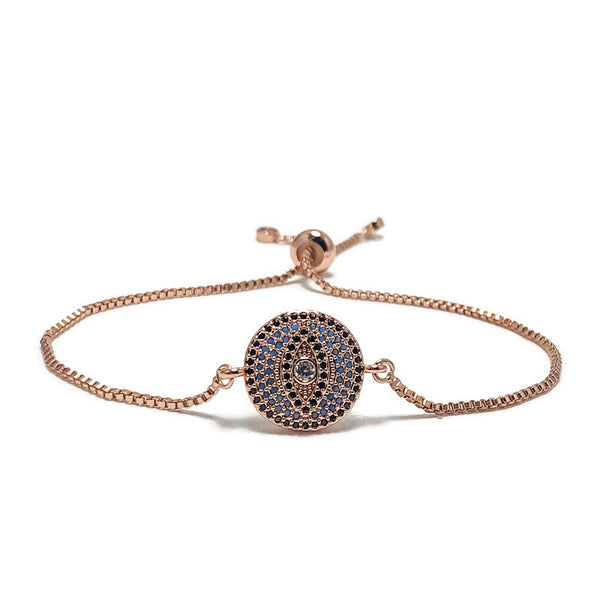 Adjustable Slide Bead Box Chain Rose Gold Cubic Zirconia Minimalist Bracelet