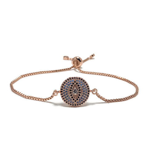Adjustable Slide Bead Box Chain Rose Gold Cubic Zirconia Minimalist Bracelet