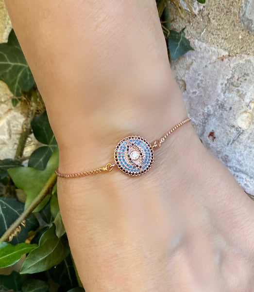 Adjustable Slide Bead Box Chain Rose Gold Cubic Zirconia Minimalist Bracelet