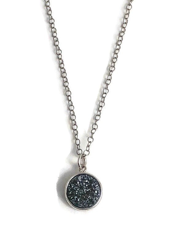 Black Druzy Necklace