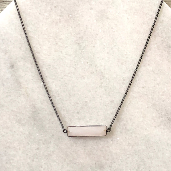 Faceted Opaque Crystal Bar Layering Necklace