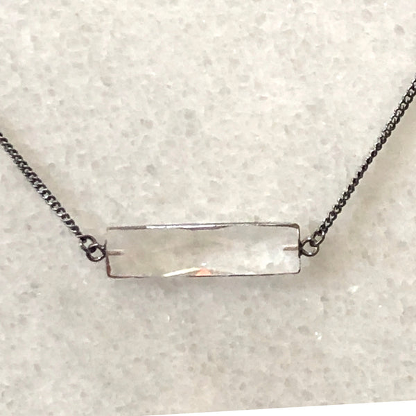 Faceted Clear Crystal Bar Layering Necklace