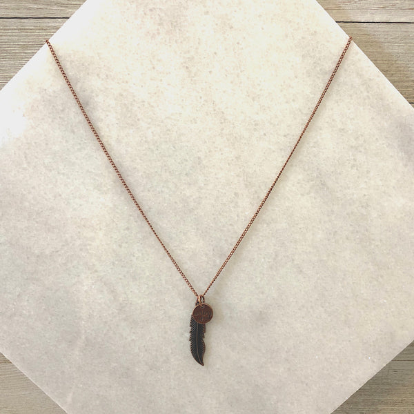 Reckless Spirit Copper Feather Layering Necklace