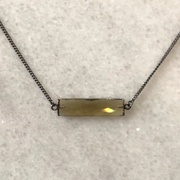 Faceted Smoky Crystal Bar Layering Necklace