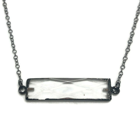 Faceted Clear Crystal Bar Layering Necklace