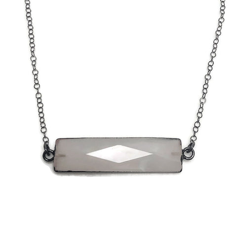 Faceted Opaque Crystal Bar Layering Necklace