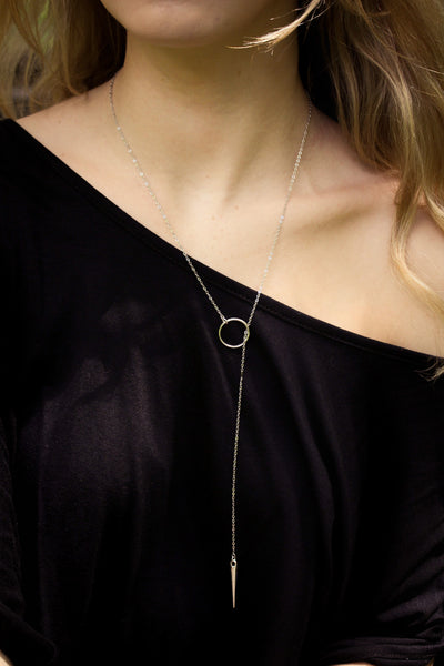 Silver Slip-Through Lariat Necklace