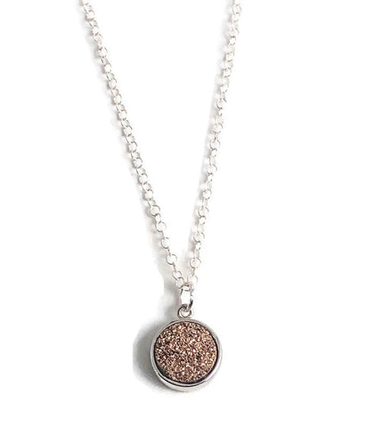 Dainty Pink Druzy Necklace