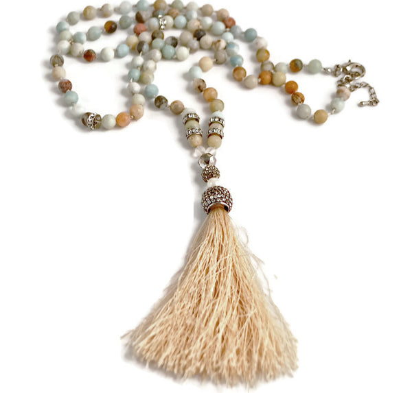 Simply Ivie Amazonite Silk Tassel Necklace