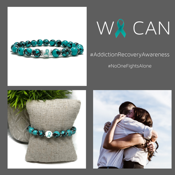 Addiction Recovery Awareness Mens and Womens Unisex Stretchy Bracelet