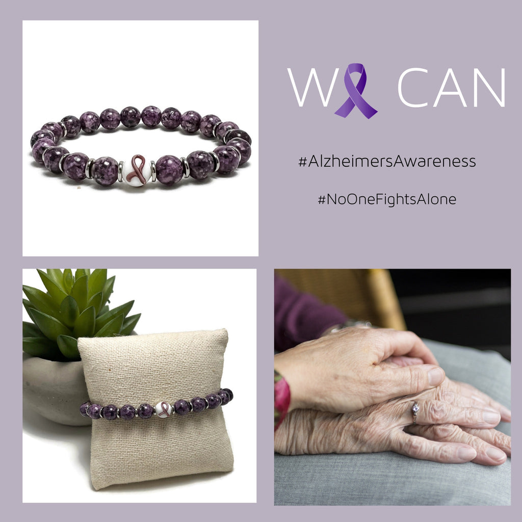 Alzheimers Awareness Unisex Mens and Womens Stretchy Bracelet