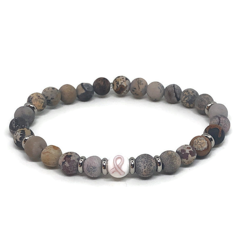 Testicular Cancer Awareness Unisex (Men's or Women's) Stretch Bracelet - Frosted Agate