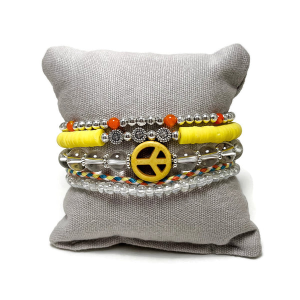 Happy Stack Peace Stretch Bracelet Set