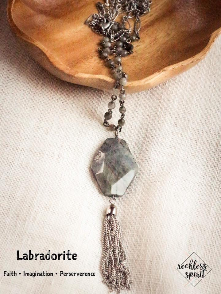 Be Strong Labradorite Tassel Necklace