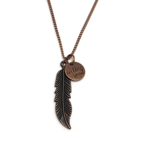 Reckless Spirit Copper Feather Layering Necklace
