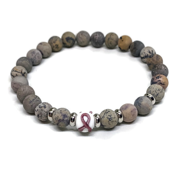 Overdose Awareness Unisex Frosted Agate Stretch Bracelet