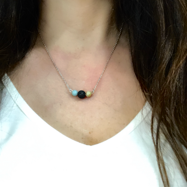 Amazonite Lava Aromatherapy Necklace
