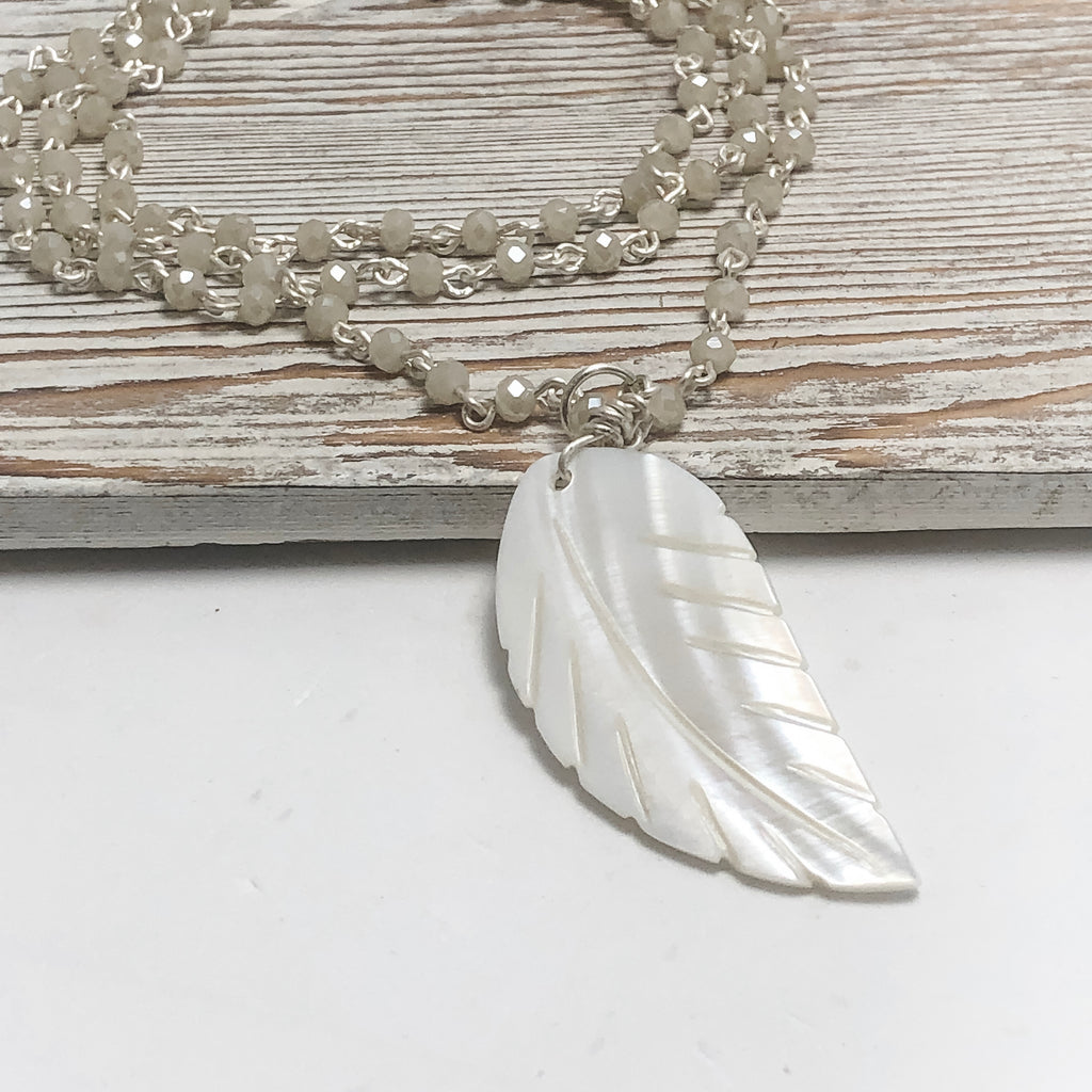 Icy Snowflake Feather Pendant Necklace