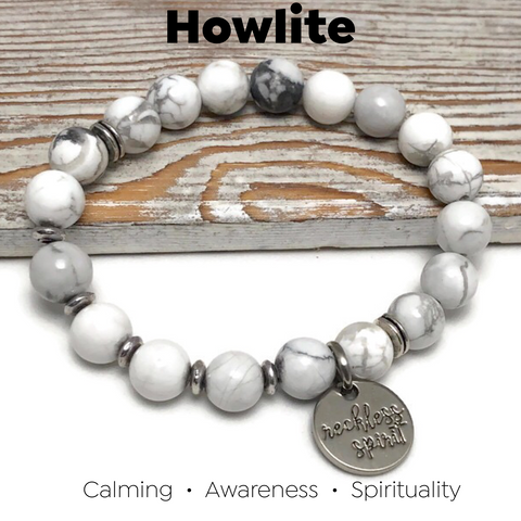 HEALING STONES - Howlite Womens Stretch Bracelet