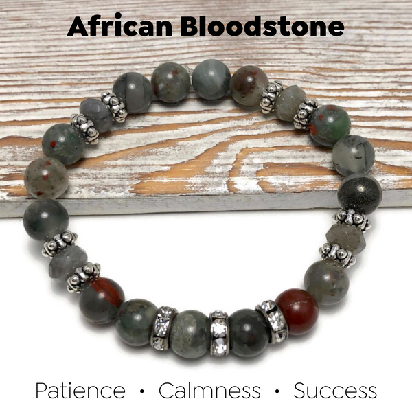 HEALING STONES - African Bloodstone Womens Stretch Bracelet