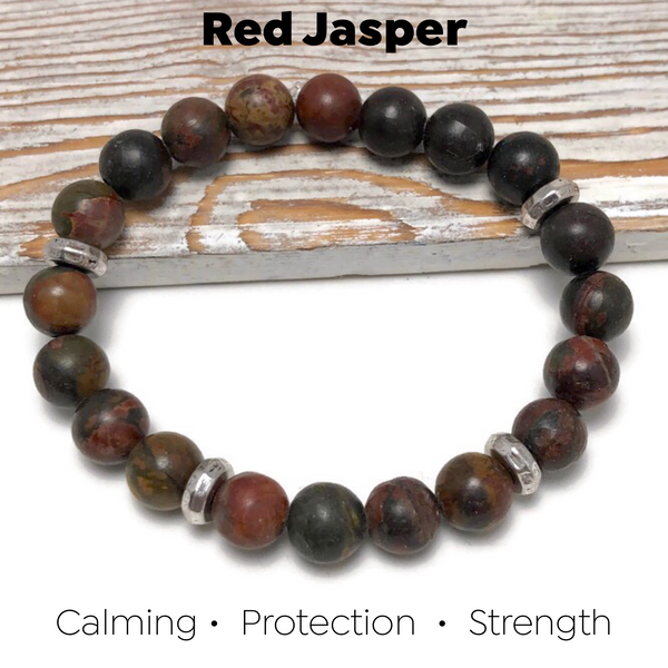 HEALING STONES - Red Jasper Womens Stretch Bracelet