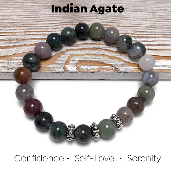 HEALING STONES - Indian Agate Womens Stretch Bracelet