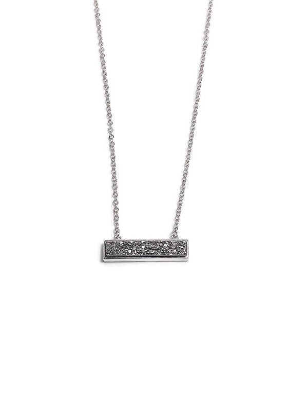 Night Out Silver Druzy Bar Necklace