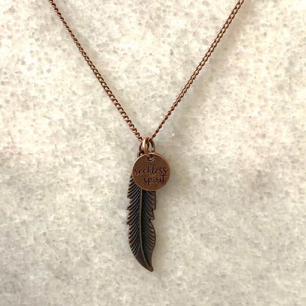 Reckless Spirit Copper Feather Layering Necklace