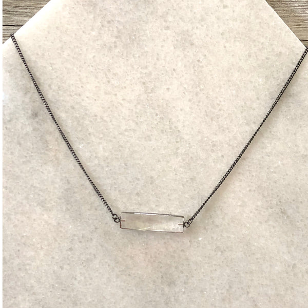 Faceted Clear Crystal Bar Layering Necklace