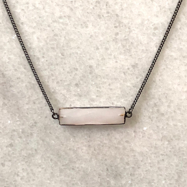 Faceted Opaque Crystal Bar Layering Necklace